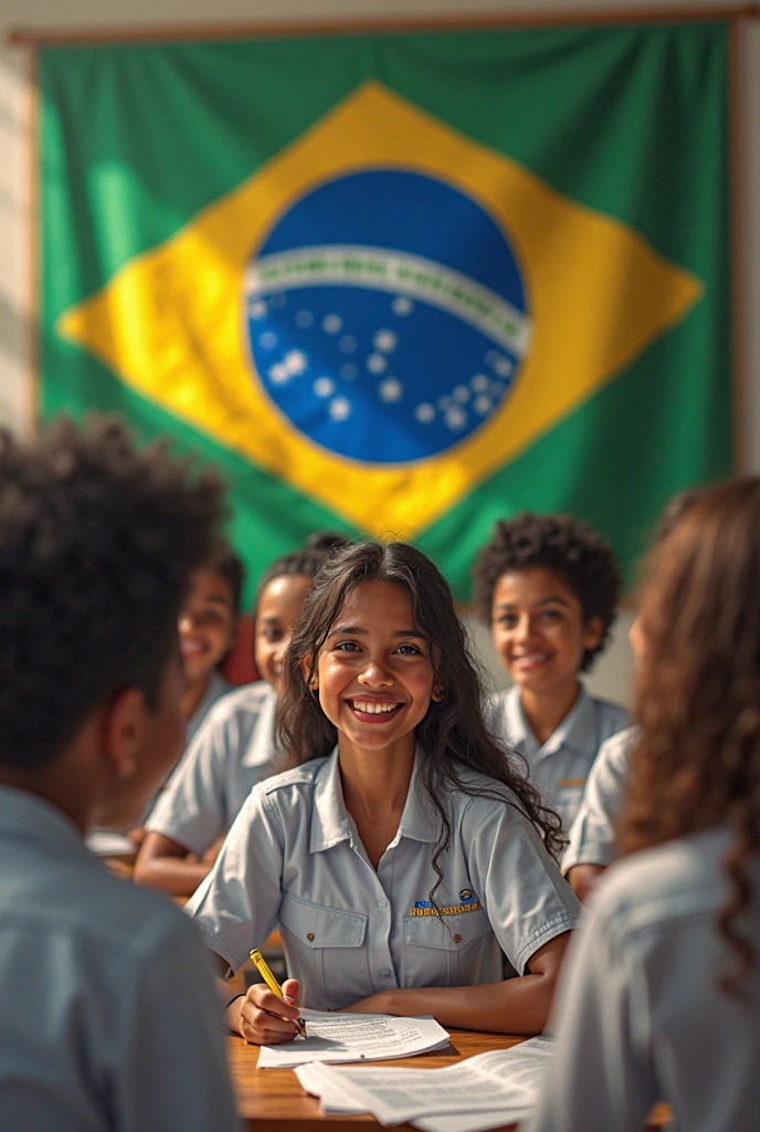 School business with children dressed as the Brazilian and Argentine national teams