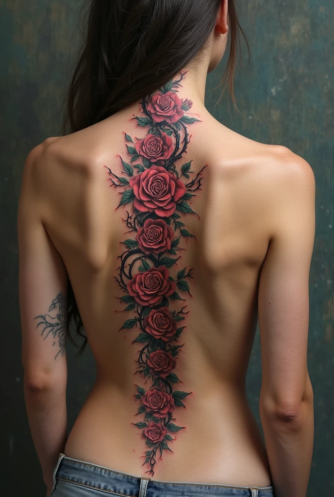 a delicate tattoo in the spine that makes a woman beautiful and graceful