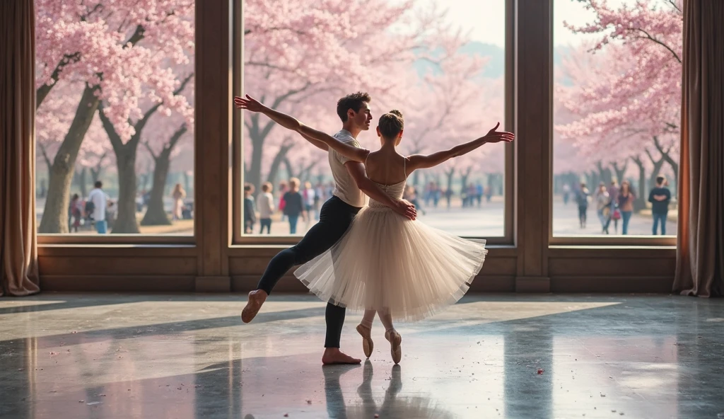 A couple ballet perfoming dance in the stage, very romantic and intimate, a very good anatmoic structure and no broken bones. Good face looknig, perfect face anatomy