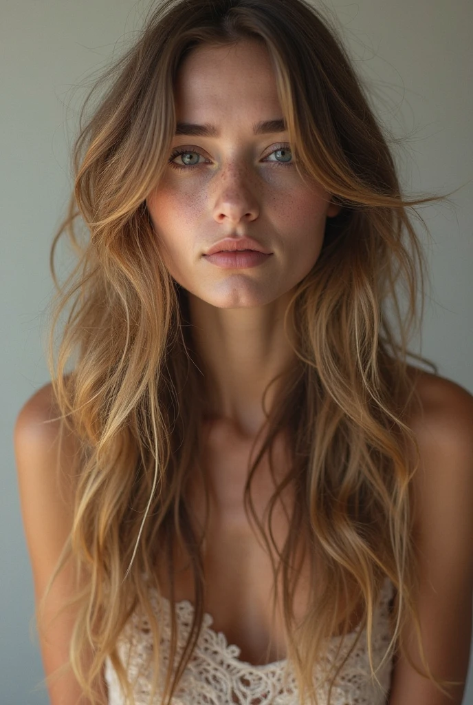 a woman with long hair and a nude posing for a picture, Portrait of Sophie Mudd, Brunette with dyed blonde hair, Jodi Bateman, Sydney Sweeney, Daniela Uurig, No makeup, wavy hair, nodded, Ellie Victoria Gale, Bernardini's Olivia, Sidney Hanson, Very beautiful face, Profile photo, Miranda Kerr, Gorgeous and attractive face