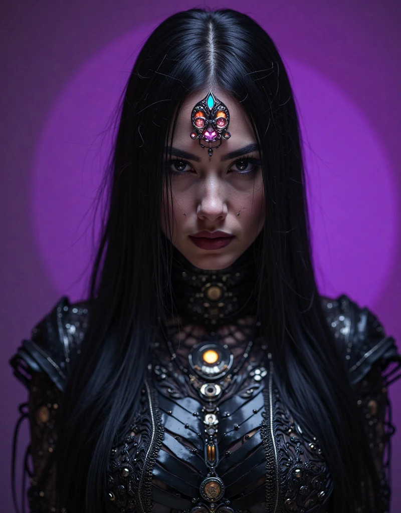 lady in black transparency, her face and has silver intrincated accesories, in the style of hell fashion, otherworldly beauty, celestialpunk, album covers, queencore, dark age aesthetics