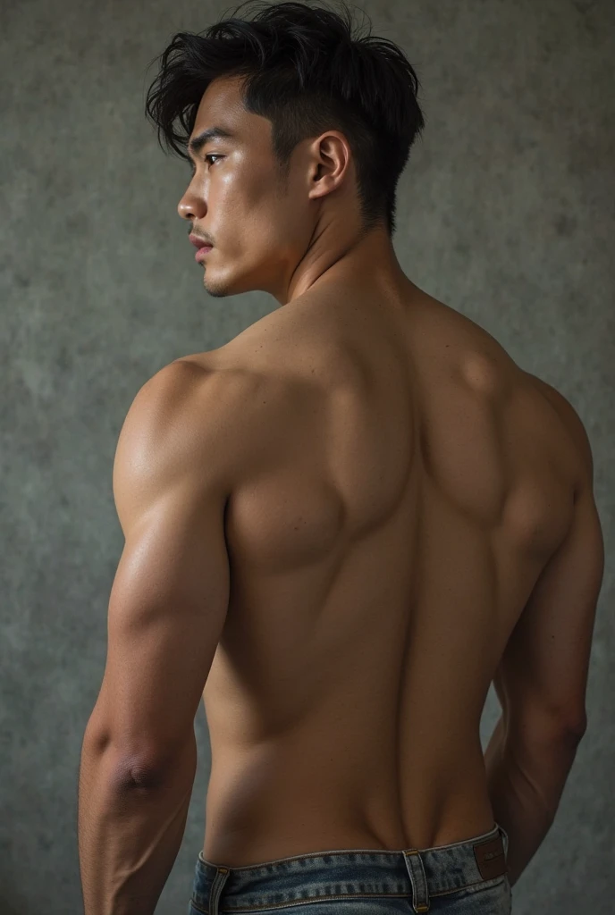 Handsome men,Upper body portrait,black-and-white,,Turning around,Allback,japanes