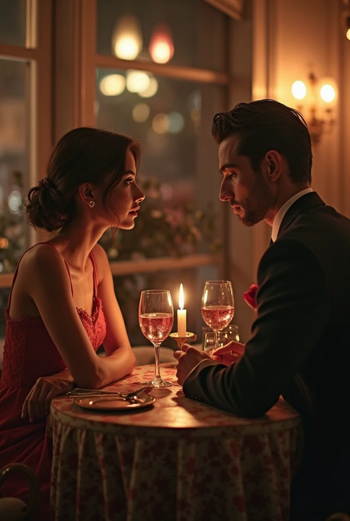 A man and a woman sitting at a table in a restaurant