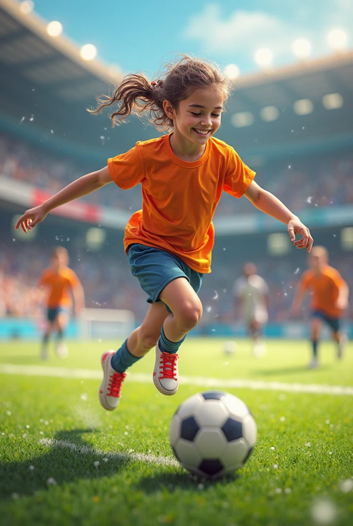 uma bola de futebol, kicking a child