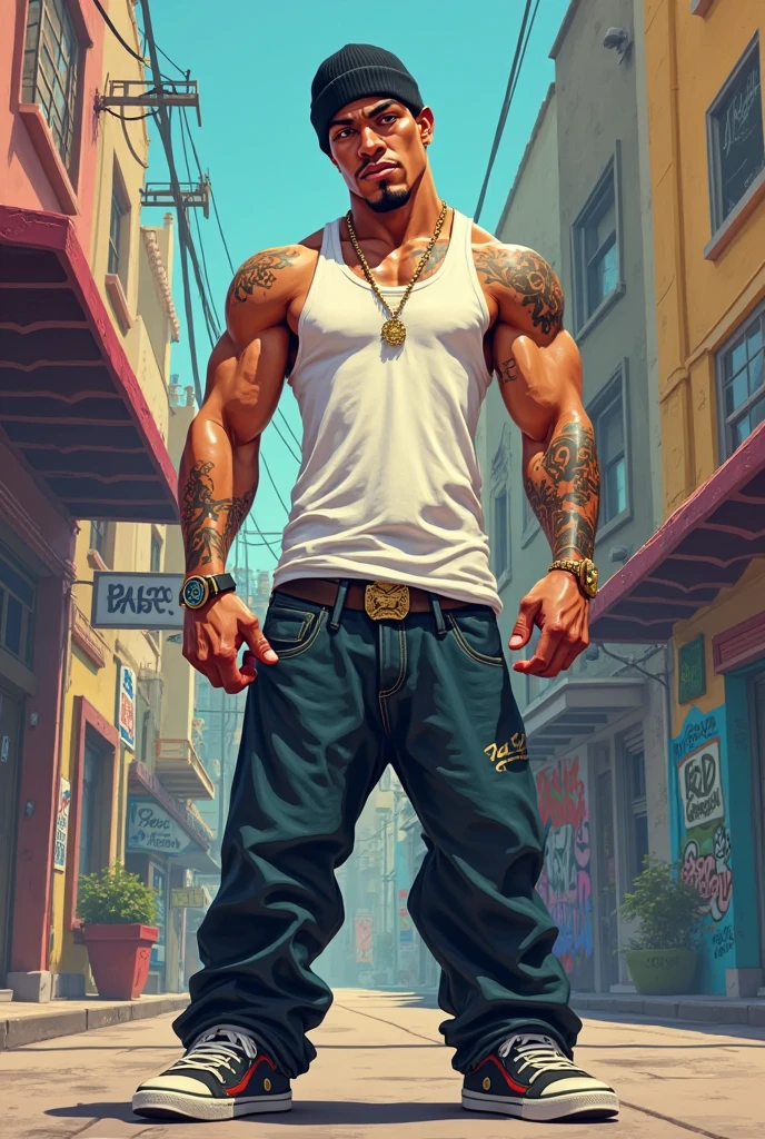 Cholo attire, mexican gang, 1guy,((( baggy jeans short ))), white socks, No tattoos, American Superhero Comic-style
