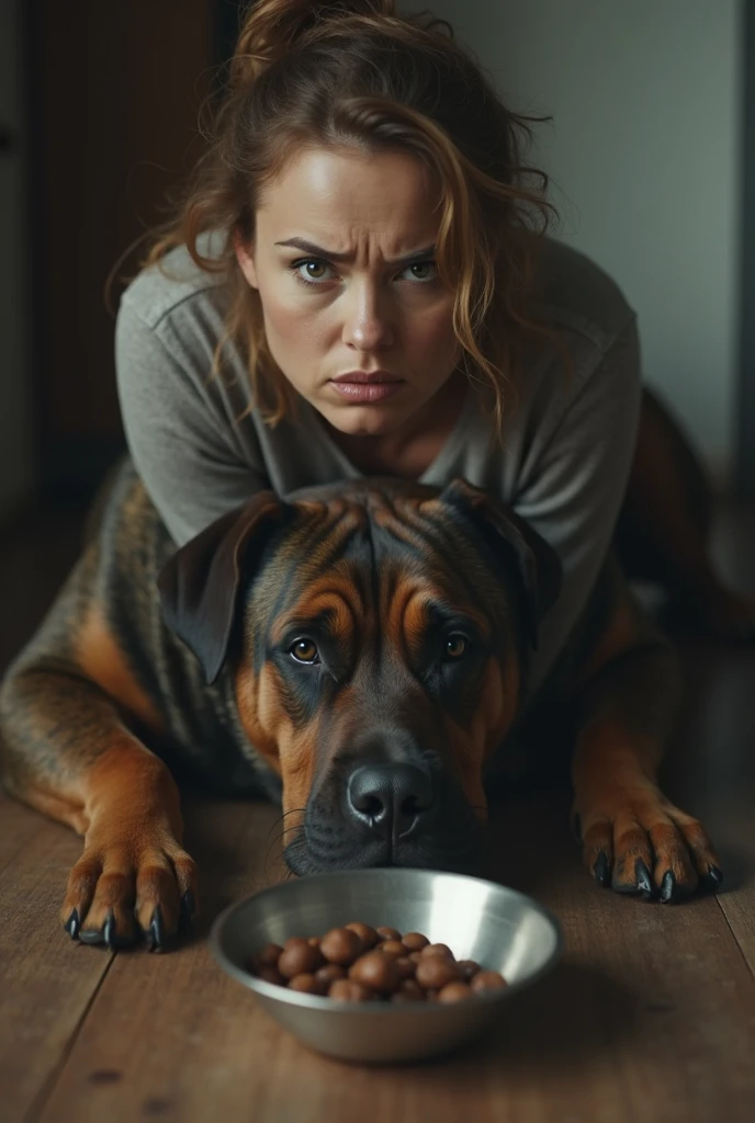 A dog eating humans