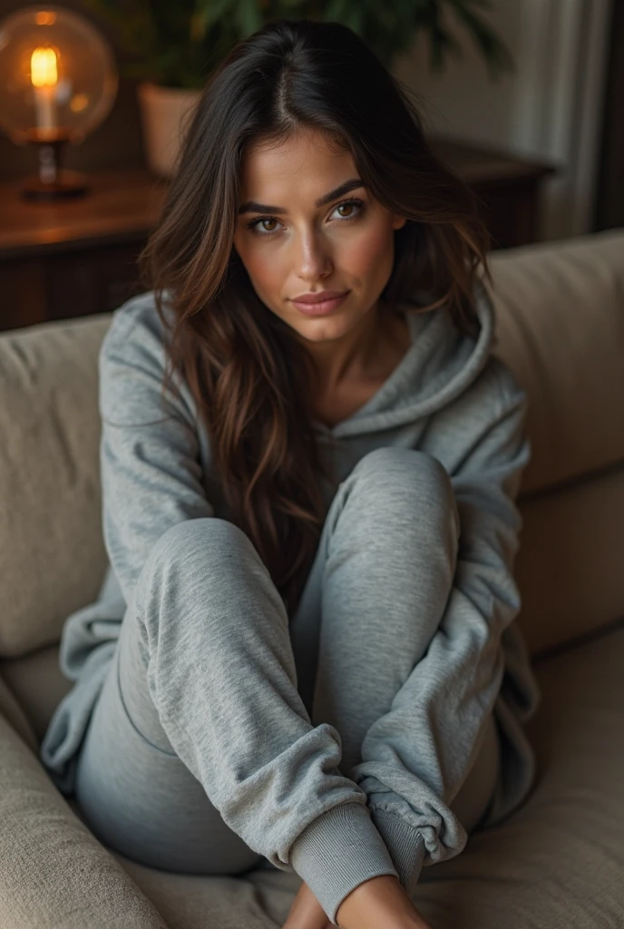 Lucie qui vient de se reveiller en pyjamas noir