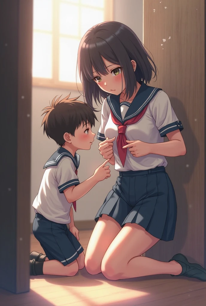 Anime girl stepping on a baby without mercy
