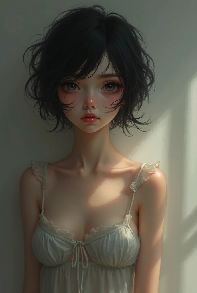 ((Highest quality)), ((masterpiece)), (detailed), One person, (Large forehead:1.2),extremely detailed cute anime face, (((Flat Chest))), (Flat Chest:1.1),((((Short Bob Hair)))),Complex eyes,beautiful detailed eyes,Symmetrical eyes,(((detailed face))),beautiful detailed lips, If you look at this, (((Embarrassing))),(emotional expression),(My heart is pounding with anticipation.), A white dress so sheer you can see the skin、A group of school girls with string panties and long hair、Being ridden by a man