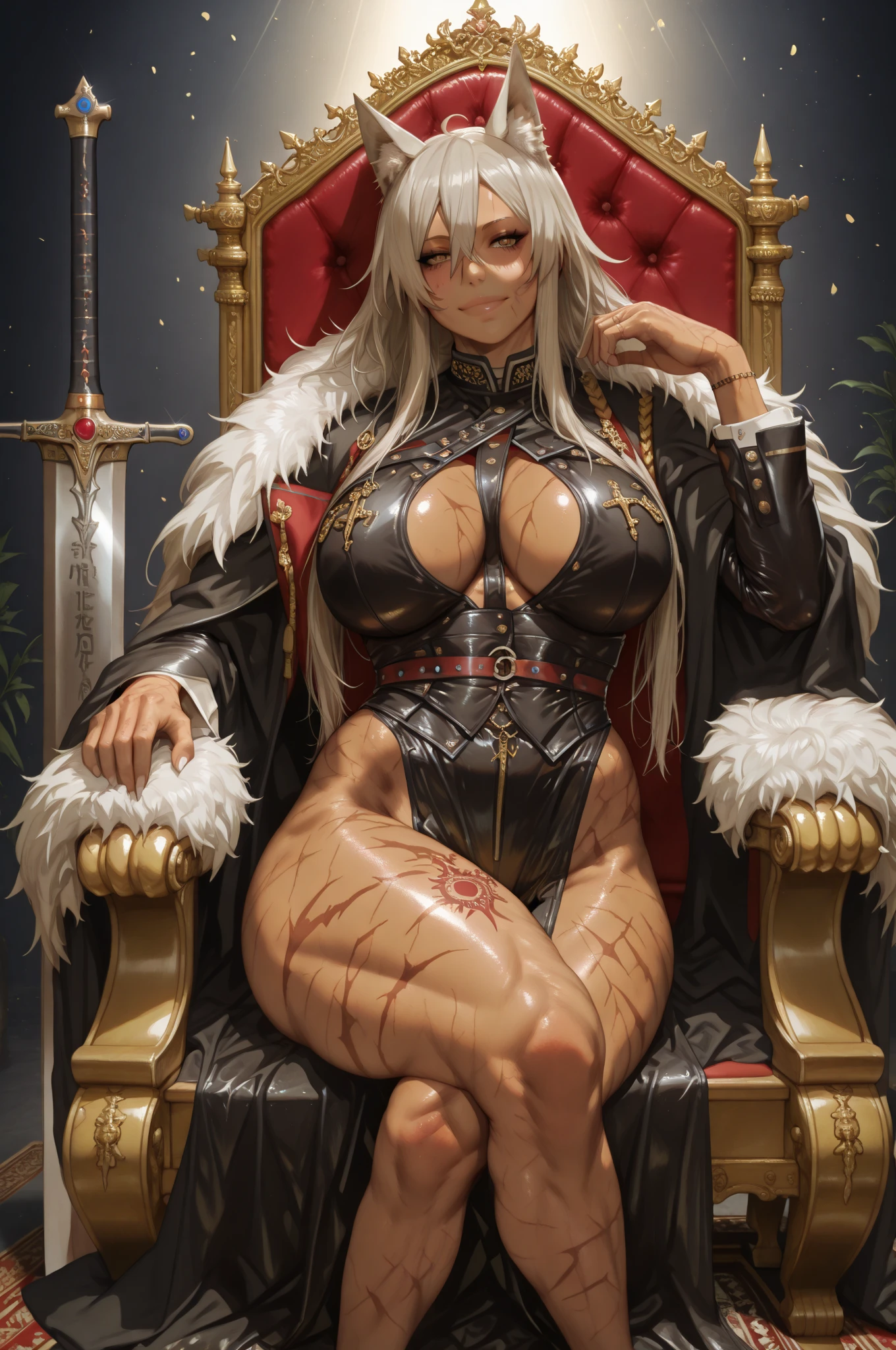 ((best quality)), ((masterpiece)), (detailed), perfect face, 1 girl, Beautiful photorealistic Prestige KDA all out Ahri from League of Legends blushing, string bikini armor, Shibari, blindfold, electric chair, major cleavage, breast indentation, Ahri inside a Runeterra prison, slave collar, chain around her neck, roleplay bdsm, high fantasy, gravure, lewd, busty, highly detailed, 8k, high resolution, solo, big juicy lips, thick juicy thighs, makeup, large shiny breasts, gloves, looking at viewer, photorealistic, Cinema 4D, octane render, innovative, sexy, curvy but slender, mystical aura, smokey mist around Ahri, illuminati style, use advanced machine learning to create the perfect succubus waifu Ahri alone sitting in an electric chair, exposed camel toe, vice magazine photography style, trending on Pixiv, trending on civitai, perfect composition, sfw, professional quality, unreal engine
