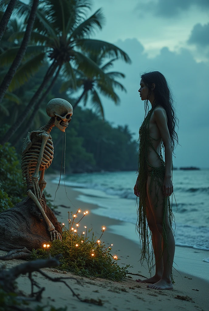Realistic 3D of a group of four skeletons floating in gleaming celestial fluorescent lake water in a dark blue desert, night, skeletons, realistic, unreal engine, dark, surrealism, high detail, supremacy, cinematic lighting, dark blue lighting, ray tracing, shadow, uhd, retina, masterpiece, octane, texturing, super detail, high detail, high quality, award-winning, best quality, high resolution,  1080P, 16k, 8k, 4K, HD