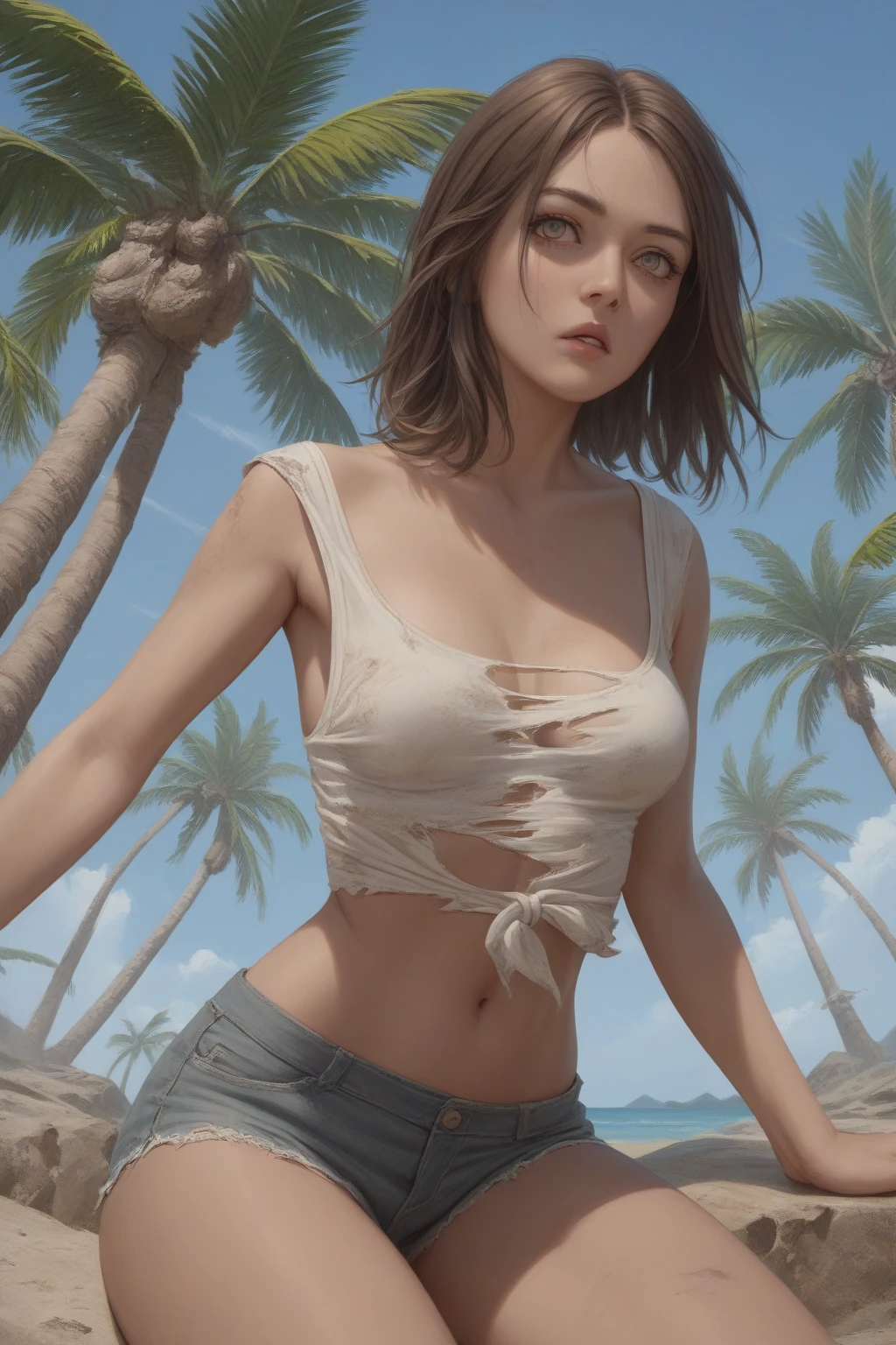 burgundy hair, brown skin, intricate laced lingerie, detailed gorgeous face, beautiful mature aboriginal girl, long braided burgundy hair, large_breast, toned stomach, ample hips, mesmerizing accentuated detailed big booty, showing midriff, (photorealistic, photorealism), (8k, RAW photo, highest quality, masterpiece, ultra-high resolution, physically-based rendering), 