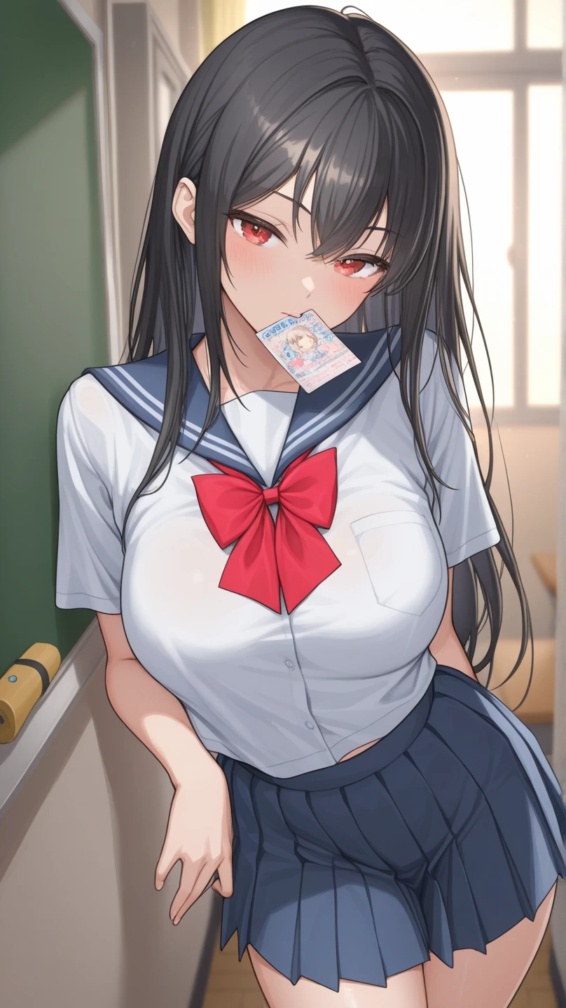 (8k, RAW photo, best quality, masterpiece, soft cinematic lighting, soft color:1.4),{ceiling,( POV,look at me:1.7),face focus:1.5}, (realistic), (indoor background), (solo, mature woman,19years old,super beautiful face,super details beautiful big eyes :1.3), {sailor uniform,(underboob:1.6),low-cut miniskirt,sheer :1.3}, (embarrassed,red Cheeks:1.25),braid pig tails , bronze color hair, clean skin, (smaller butt:0.9),(pointy sagging huge long wide heavy breasts:1.4), (thick, curvy:1.3),(very skinny:1.5),(sexy pose:1.8),(open mouth:1.2),(remote-vibrating:1.5)