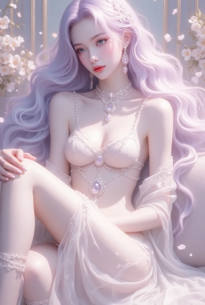 ((tmasterpiece:1.4)、(top-quality:1.4)、(reallistic:1.7))、By Luis Royo(By Luis Royo)Surreal portrait of a beautiful girl、Super beautiful girl、((1girl in:1.4))、Shiny natural skin texture、Authors:By Luis Royo(By Luis Royo)、age19、(Two arms:1.4、Two legs:1.4)、(perfect anatomia:1.4)、(Perfect female body:1.4)、Portrait photo of a girl、Close-up photos、Full body shooting、((masutepiece:1.4), (of the highest quality:1.4), (Realistic:1.7), By Luis Royo, Beautiful Girl, Super beautiful girl, ((1girl in:1. 4), Shiny natural skin texture, Authors: By Luis Royo, 19 years old, (Perfect female body: 1.4), (Perfect female body: 1.) 4), Portrait photo of a girl, Close-up photos, (Full body photo), Fantasy Art, Soft front light, Beautiful expression, Kawaii face, Beautiful breasts, Large Full Breasted: 1. 2, Beautiful buttocks, Fine eyes, Clear and eye-catching, beautiful and alluring, Beautiful eyes, thin waist, Raw photo, Red lips, ((White hair, Long hair)) , 1 Screen View, ((Woman on all fours on silk bed)), (sexyposture), (the milky way in the sky),((T-back panties))、((White garters and garter belts))、(A smile),((posterior view))、((Looks Back))、((Vaginal orchids))、((erection))