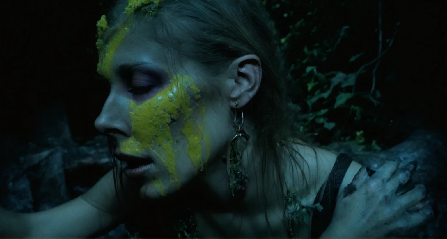 portrait of a forest mage, covered in moss