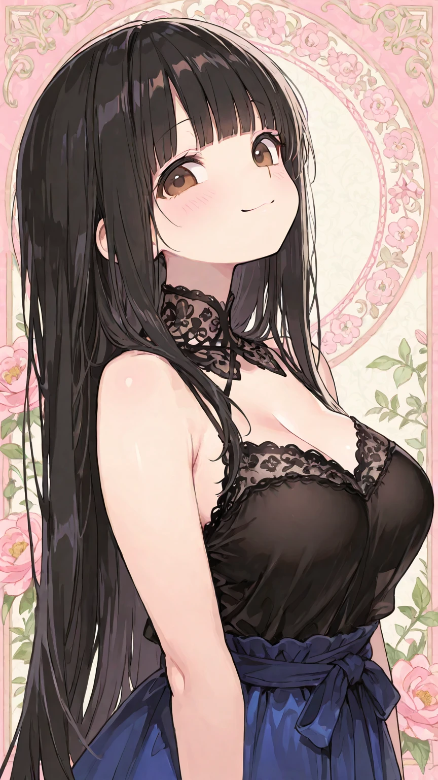 (best quality,masterpiece:1.2,detailed details,4k),((masterpiece)), ((best quality)), (ultra-detailed), anime style,large breast, slim, slender, ashamed, all fours ,Kneeling,Girl with modern gothic makeup, fair skin, long legs, black eyeshadow, camisole, plump figure, earrings and lip studs, fishnet stockings, posing in an attractive pose, lovable expression