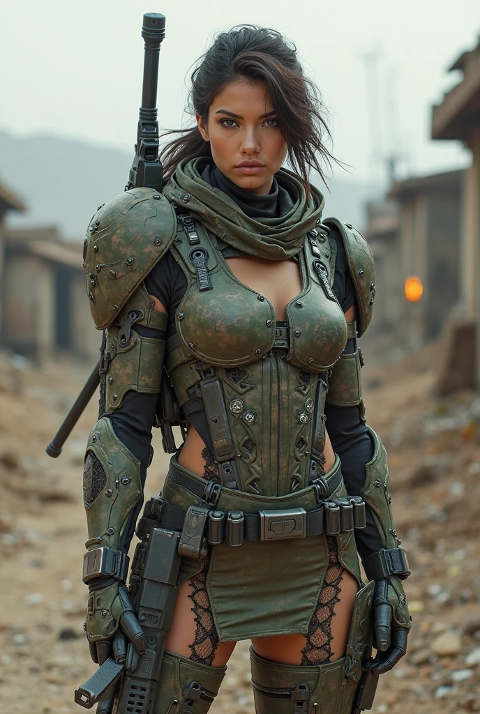 A post apocalypse woman, cyber hacker