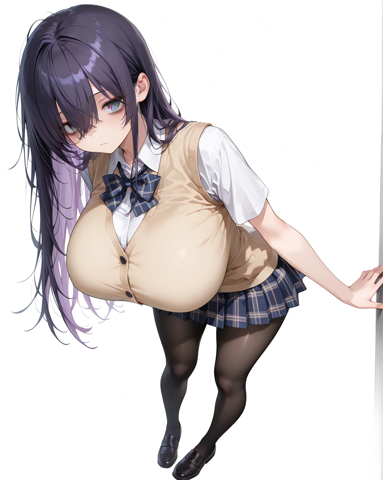 Unreasonably Excessively Overinflated Extremely Oversized Absurdly Massive Breasted mother, Pastel colors hair, (Excessively overwhelmingly gigantic breasts:1.2, bursting breasts, Thighs:1.2, thick legs:1.2, curvy:1.2, towering stature:1.6, massive fat thick unnatural belly, Plump), purple eyes, (ahoge, messy hair:1.2, tired hair:1.2, flipped hair, very long hair, bags under eyes:1.3), black hair, (purple hair:1.2), (blush:1.2, emberrased:1.2, quiet personality:1.2, scared:1.2, looking away, wavy mouth, shy), (naked), at the adventurer's guild, A bulletin board with posted paper, nfsw, sweat, (cum in vaginal:1.3), vaginal sex