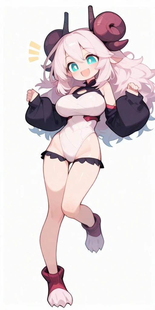 1girl, aegir \(azur lane\), azur lane \\\\\ masterpiece, best quality, very aesthetic, absurdres, newest \\\\\\ sportive body, \\\\\\ by nyantcha,,by cutesexyrobutts,by khyle ///// white hair with a single prominent red streak, black horns, yellow eyes, \\\\\\ bunnysuit without bunny ears,white background,standing, fishnet pantyhose, concept art