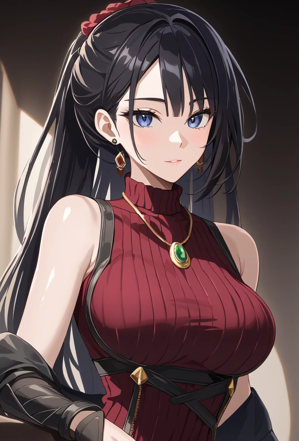 (masterpiece), best quality, very aesthetic, ultra detailed, intricate details, ((mature woman, morning, black cupid outfit, angel wings, jack-o valentine position, looking at viewer, look seductively, open chest, close up, happy, witty, bedroom, small breasts, (aqua eyes, black hair, rin tohsaka, long hair, side locks, parted bangs)