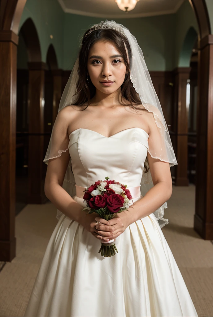 ((top-quality、masutepiece、8K、Top image quality、Very complex and detailed details))、((1 nurse、Bright lighting、nurse wedding、one nurse bride、nurse's outfit、bride nurse、wedding lace and white nurse cap、wedding at the hospital、Wedding bouquet、White nurse hat、perfect nurse cap、gorgeous wedding ceremony、grand decoration、luxury hospital wedding、decorated hospital、The hospital that served as the wedding venue、luxurious wedding、big wedding at the hospital、she gets married in the hospital))、((Look at me with a smile,White teeth,Perfect makeup,Looking at the camera、standing in the hospital))、(((Take a full-body photo、Her whole body、Her whole body is visible)))、((Soft breasts、hyperdetailed face、二重まぶた、Emphasize body lines、Perfect slim body makeup、Detailed depiction of hospital background、Perfect litthing、Hyper-Realism))、((Looking at the camera、The happiest smile、A big smile staring at the camera