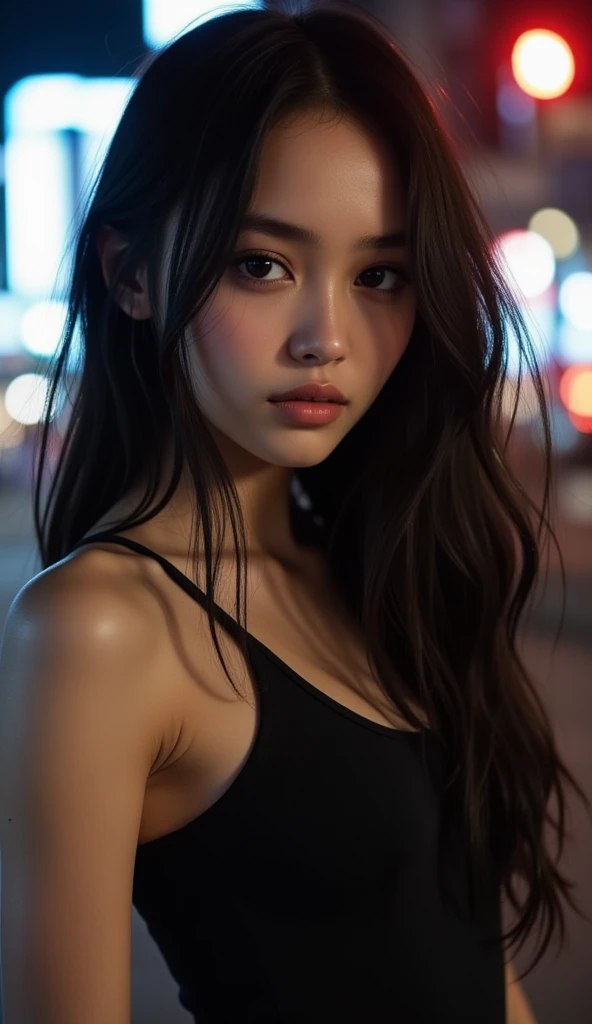20-year-old surreal idol, ultra-thin sleeveless long dress, nipple ring, smiling smile, Cape Fur Cuts, Walking without noticing the camera, City under heavy rain, wet from the rain, wet clothes stuck to the body, RAW,(8k, Best Quality, Masterpiece: 1.2),(intricate detail: 1.4),(photorealistic:1.4),Octane representation, Complex 3D rendering with ultra details, Soft studio light, rim light, vivid detail, super detail, realistic skin texture, face detail, Beautiful eye details, Highly detailed CG Unity 8k wallpaper, make up, (detailed background: 1.2),
