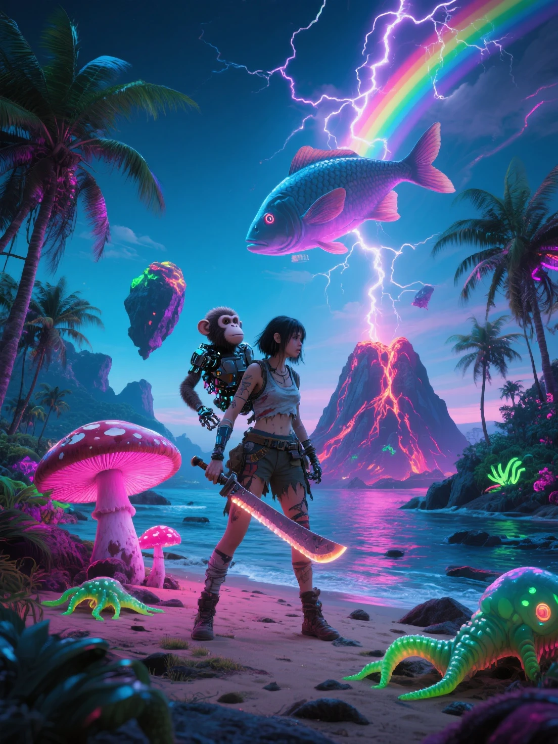 a cute alien girl with brightly colored skin, wearing a swimsuit, looking sweaty and in excellent shape, with big breasts, riding a merchant bicycle outside of Jabba's palace on the desert world of Tattooine, highres, 8k, photorealistic, detailed lighting, vibrant colors, cinematic composition