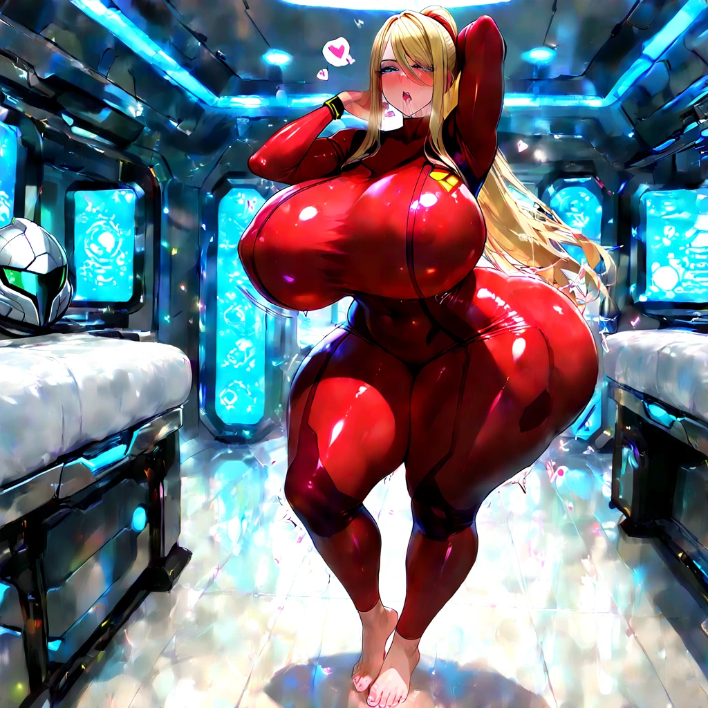 ((full_body))、Woman、red_background、big_breasts、Detailed、(nurse_custom)、POP、vivid、sexy_pose、out_tongue、underboob
