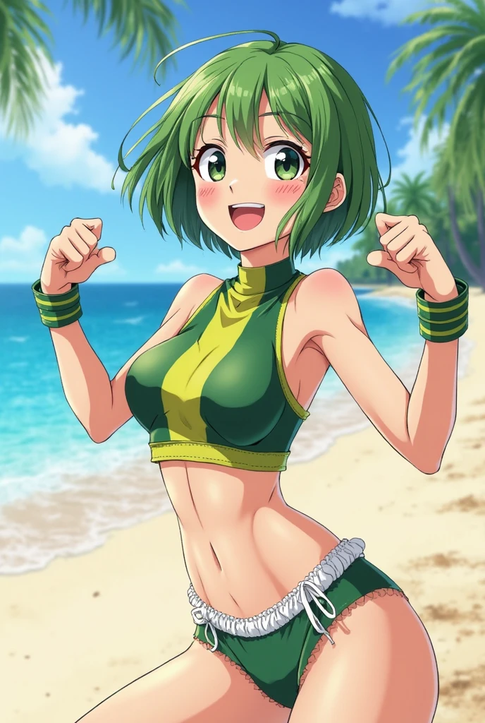 One Piece Nami, romping around on the beach.