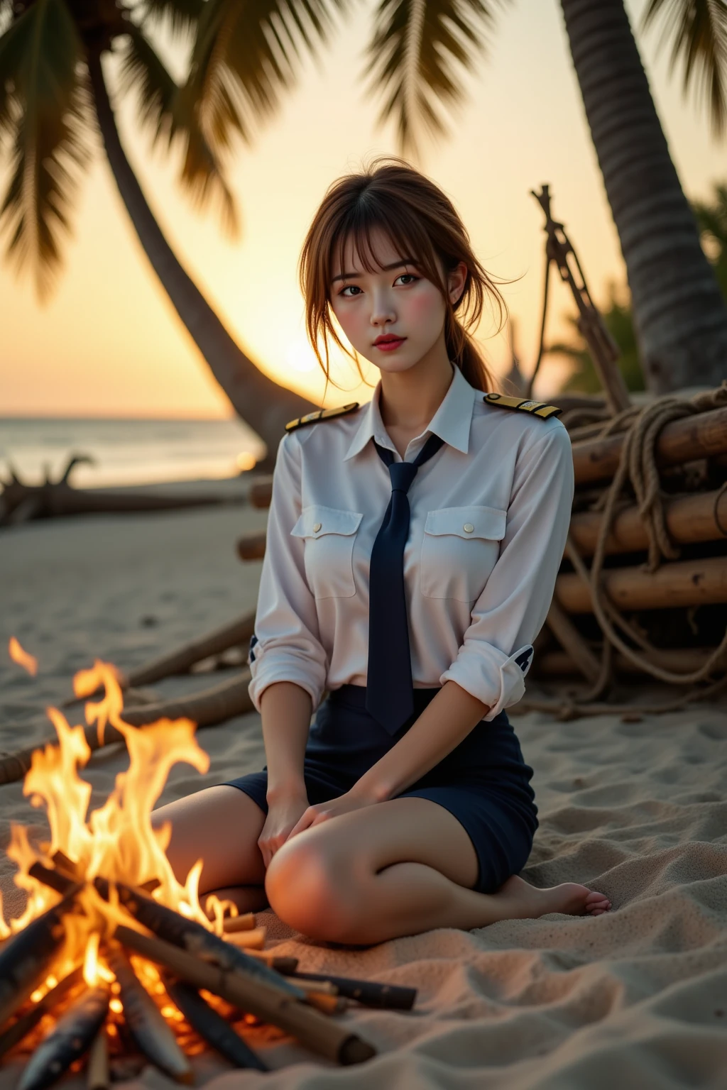 (masutepiece, Best Quality:1.2), 8K, Official art, Wearing a suit、Full body photo, full body Esbian、swim wears、 Beautiful barefoot woman with dark hair floating in the air, hold a flame in your right hand、in his left hand he holds a lightning bolt、23years old、Bright lava light rises above the broken Earth from beneath the asteroid belt(Jagged rock rocks and fragments shot into the air:1.3) (Storm of windy dust debris:1.1) Volume fogmist by trace Z、It can allow bright light from below to pass through、 (​masterpiece) (top-quality) (detaileds) (8K) (电影灯光) (foco nítido) (Convoluted)A dark-haired、small tits、A delightful、A smile、unbelievable Ridiculous, (Beautiful girl with upper body, Pretty Face, arching back down, Gold hair ornament on hair、Wearing a cute suit、close up, Wearing a suit, Short sleeve, gardenia, violaceaess, Teen, space system, Looking at Viewer, Film grain, chromatic abberation, Sharp Focus, face lights, Dynamic lighting, Cinematic lighting, Eyes and faces with detailed, Bokeh background, (Tie with Emma written on it、1 copy:1.2)