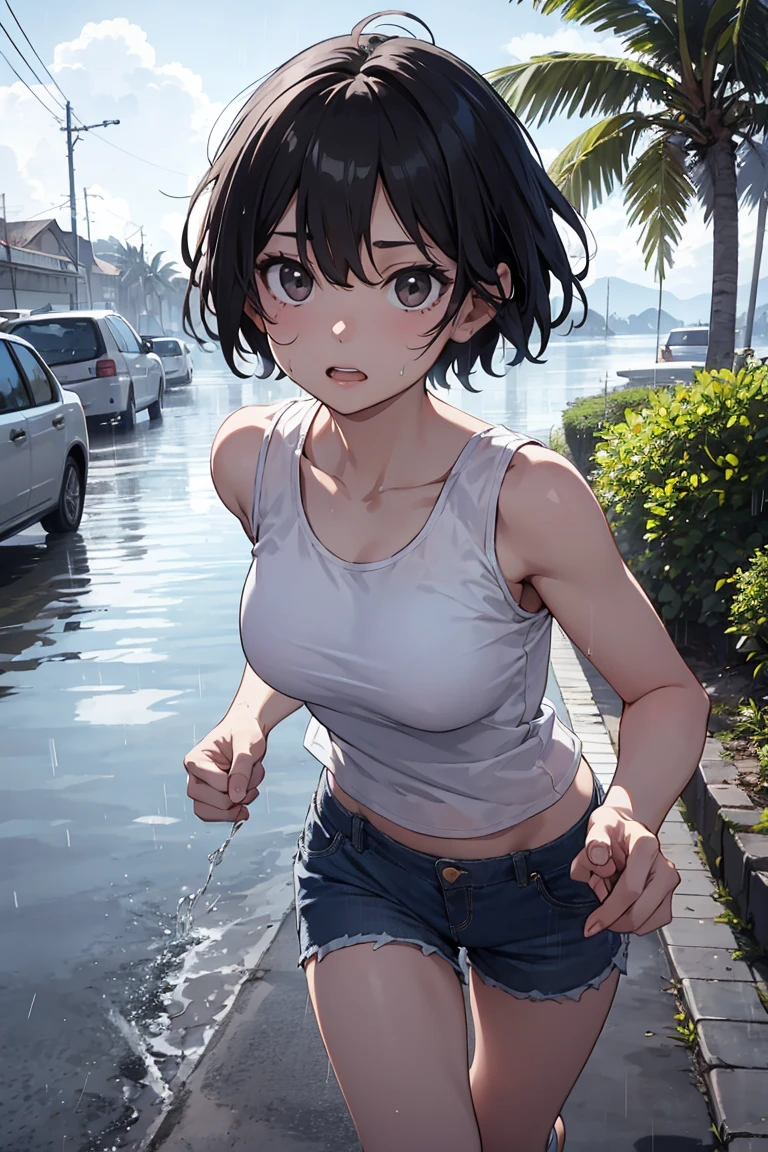 Photo of a asian female with saggy breasts, (((cycling))) on the (road),
20yo, petite, chubby, slender body, short body, tanned skin, dimples, light, detailed face, embarrassed face, ((looking sad)), ((crying)), (tears), scream,
Perfect breasts, small breasts, natural breasts, big nipples, B cup, (((hijaotton bra))), (((cotton panties))), (sweat:1), (wet)