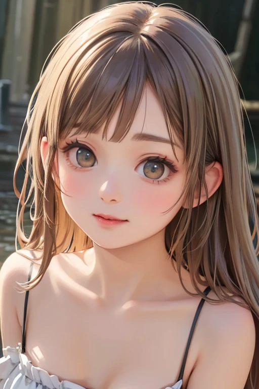 Highest quality, RAW Photos, Realistic, face, Incredibly beautiful girl, cute, length Hair,ponytail,Written boundary depth, High resolution, 超detailed, detailed, Very detaileded, extremely detaileded eye and face, Sharp pupils, Realistic students, Sharp focus, Cinema Lighting, Japanese, Short Woman, Physical build, Short arms, length, Narrow eyes, Fleeting atmosphere, 10 years old, Brown Bob Hair, ((thin唇)), White top and bottom underwear, masterpiece, Highest quality, detailedな肌, detailedなface, fine grain, 8K, Excellent anatomy, Upper body portrait,flat breasts, small breasts, small,( small bust: 1.2), small bust, (slim, small, flat, small), thin, Delicate and sexy collarbone, One Girl, (beautiful girl, Delicate girl:1.3), (10 years old:1.3),