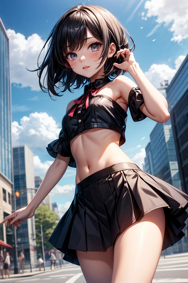 (masterpiece, Highest quality:1.2), One girl, alone Short black hair, see-through underwear Yellow juice from pants Browsing Caution