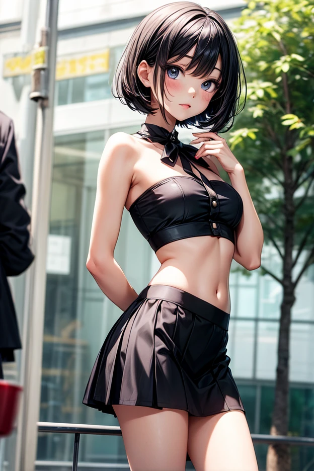 (quality)), ((masterpiece)), Recommended results、Puffy nipples、(see through:1.5)、straighten your back、abdominal muscles、huge bust、angle to floor:1.2、low camera angle、Hair loss on crotch，Hatsune Miku，(masterpiece, top quality, 最好的quality, official art, Beautiful and beautiful:1.2), Extremely detailed, rich and colorful, most detailed ((Super detailed)), (high quality photos, 16k photo quality:1.4), ((extremely delicate and beautiful)),(Extremely radiant skin, Delicate skin, Extremely detailed face), Beautiful and delicate eyes, alone, outdoor,(Shibuya \(Tokyo\):1.3),permanent, black hair, Very long double ponytail, Rabbit ears, blue eyes, (Uniforms, Uniforms, suit, tie, pleated skirt:1.5), bag,(side-tie,black stockings:1.4), Grinning, 
