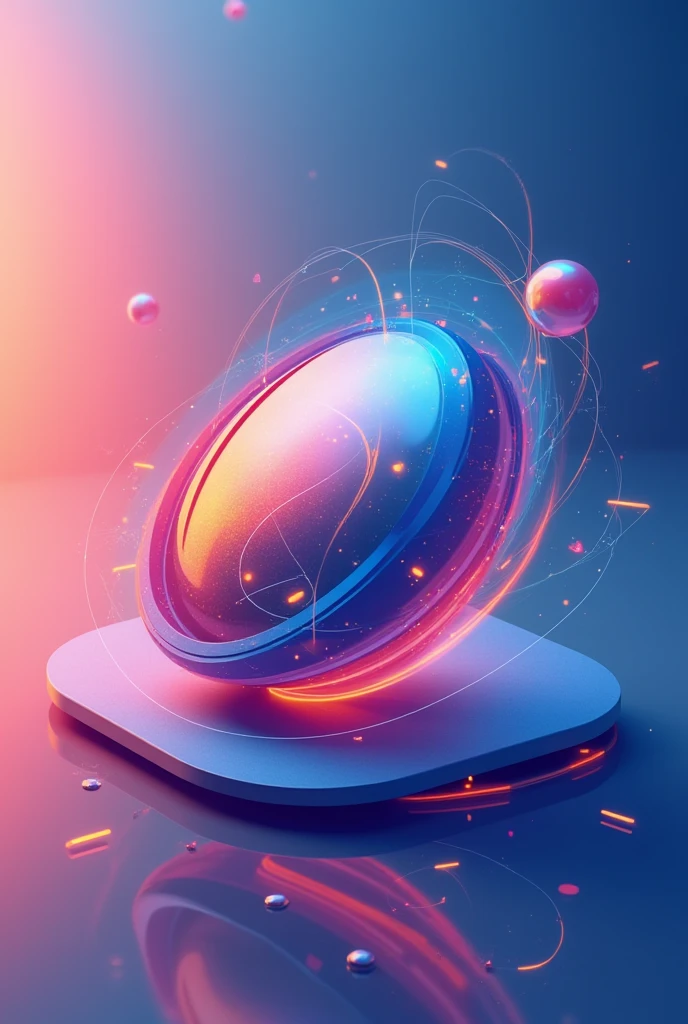 There is a small device in the middle，blue colors，purpleish color，orange colors，Business style，Tech style，computer render, computer render, 3d computer render, isometric 8k, hd render, on a dark background, on simple background, 8k computer render, high quality rendering, 3d 8k octan render, in simple background, High rendering, twinmotion render