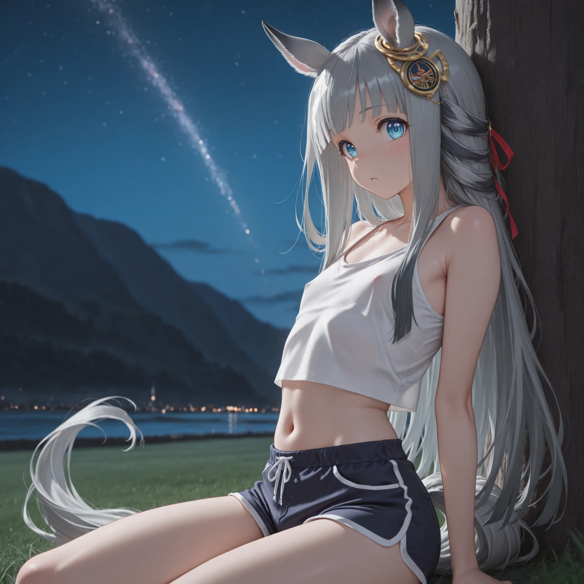 better image quality，super meticulous，realistic and tender，a high resolution，Dynamic angle，dynamic pose，1 character，long white hair，Fox eyes，white underwear，White lace thong panties，There are fox ears on the top of the head，Smooth white tender long legs，bare feet，The figure lies on the bed with his arms raised up，Pervert woman，aboutчаровательный вид，Sexy and charming，good body，Jade leg，sensual，large scale，Tall and tall、Texture Tools and Model Packs，aboutн передает ощущение атмосферы, where beauty and charm coexist.，Increase realism with detail，Create a surreal, dreamy feeling。Besides，Use Midjourney Tools, to add different things to the female centaur, 4K, 8 K、about, standing, very long hair, cowboy shot, brilliant, brilliant hair, (night:1.2),Dreamy, [[gentle fingers and hands:0.55]::0.85],(detailed fingers),),(emotional),(breathtaking),(main part:1.2) whole body.), (Anime Style), (Super Detailed), (brutal), (uhd, HDR), (8k), (High Resolution: 1.2), (Complex and Beautiful: 1.2)