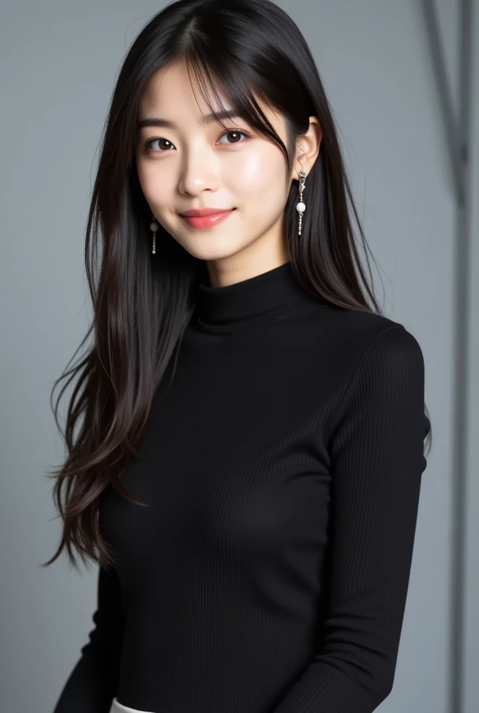a woman,1 girl,black hair, hair bobbles, longeyelashes, solid circle eyes, light smile, mole under eye, piercing, light smile, shy, puckered lips, Surrealism, drop shadow, stereogram, ass pov, atmospheric perspective, depth of field, first-person view, f/1.8, 8K, super detail, ccurate, best quality, highres, best quality,full body,professional lighting,Cleavage
