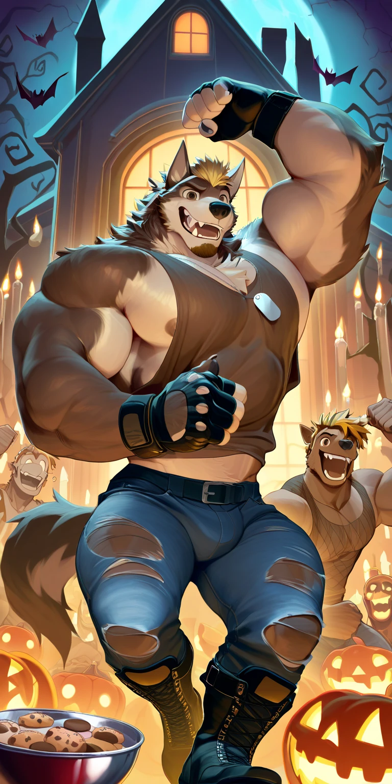 ((toros)), dientes blancos, ((Garras afiladas)), ((piel marron)), session, saliva, cuerpo peludo, ((dominant)), ((intimidante)), amar, dad, figura paterna, macho maduro, pedazo, ((Enfoque de la entrepierna)), ((trusa negra)), ((sin camiseta)), ((Muy detallado lighting)), ((Muy detallado hands)), ((manos bien dibujadas)), ((arms behind head)), ((Muy detallado fur texture)), ((Muy detallado, very high resolution, muy alta calidad