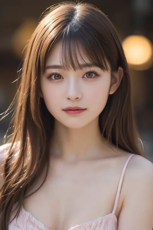 masutepiece, Best Quality, Illustration, Ultra-detailed, finely detail, hight resolution, 8K Wallpaper, Perfect dynamic composition, Beautiful detailed eyes, Down jacket,Straight hair,Small breasts natural color lip, Bold sexy poses,Smile、20 years girl、Cute、Sexy shot looking at camera,Raw photo,disheveled hair,Blur the background,Beautiful detailed face