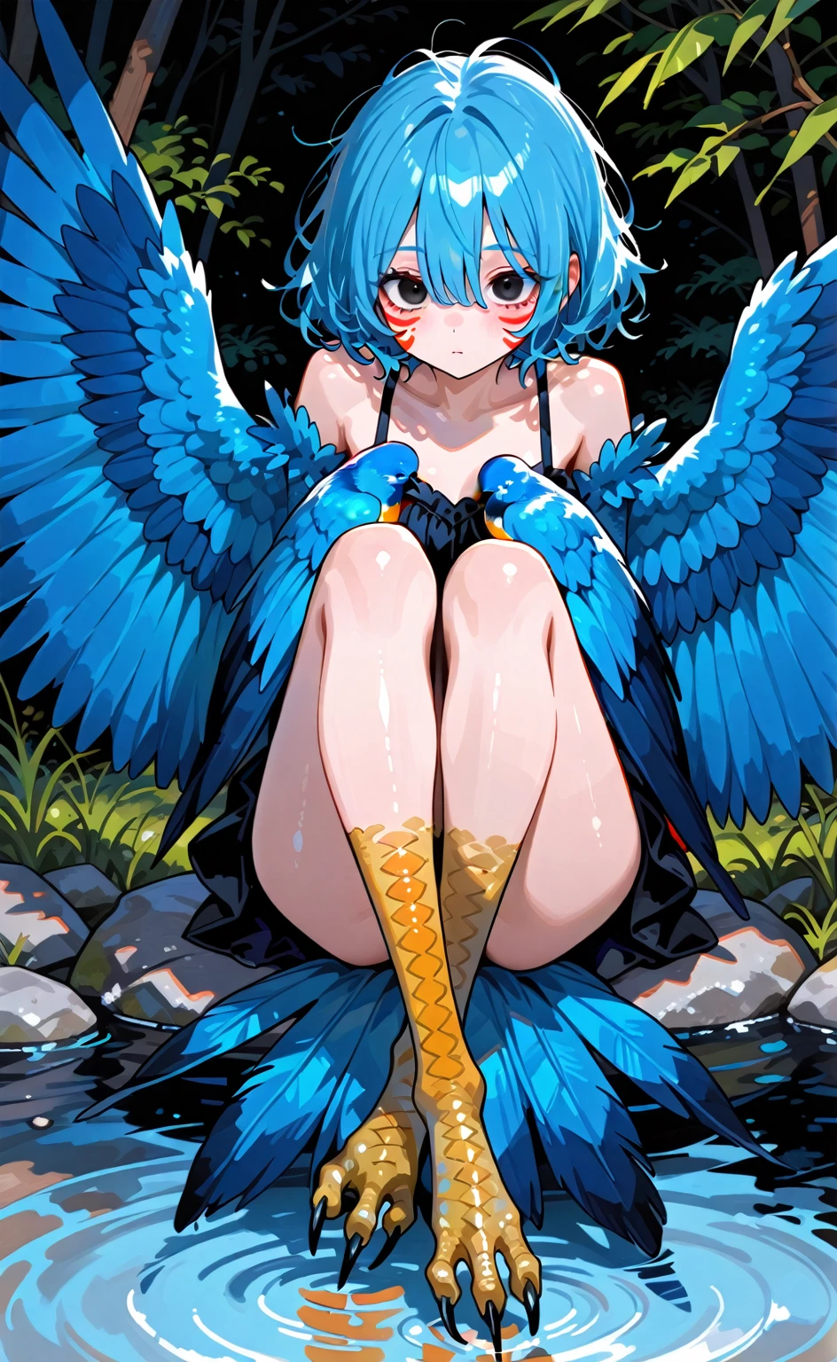 (a harpy girl),(best quality, ultra-detailed),(lie on the back)