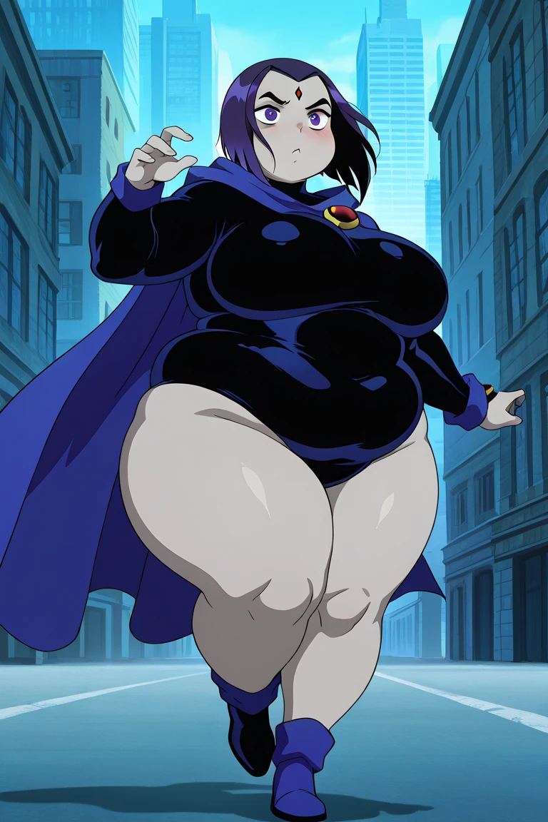 Raven (DC), Women, breasts and, huge butt, Futanari, huge cock, Dresses, huge bulge in pants, alone, low view