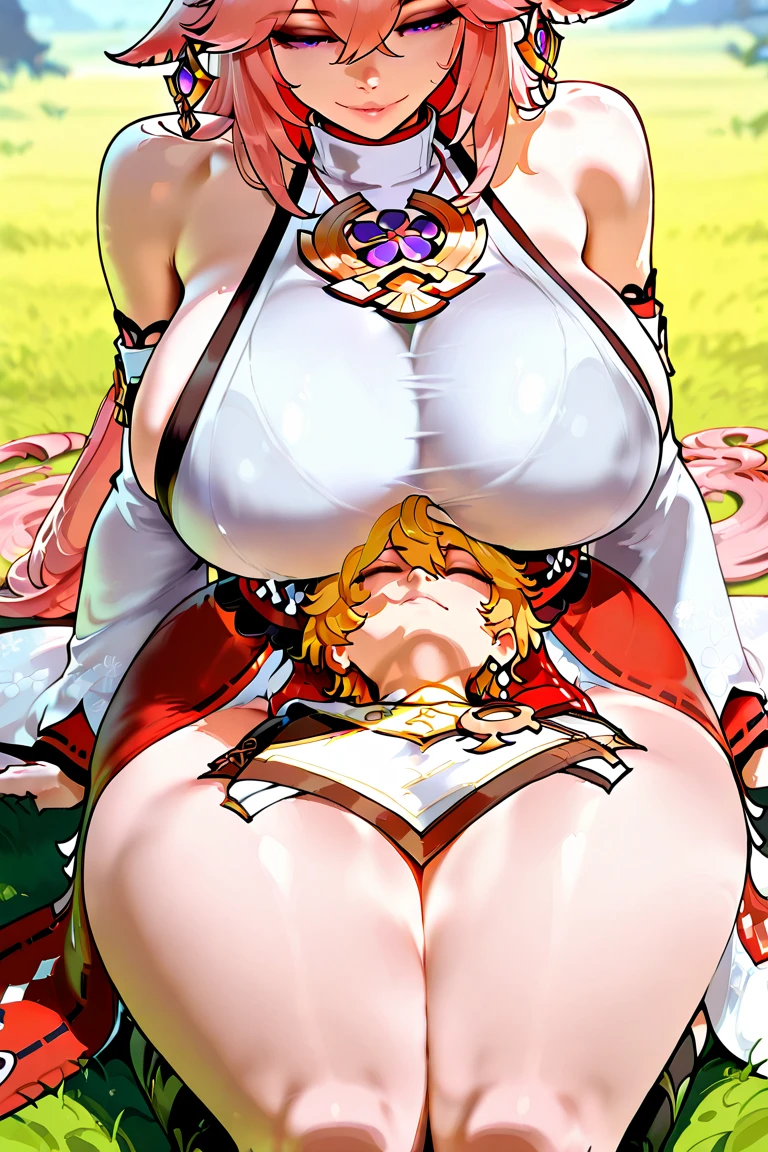1girl, clementine \(overlord\), bikini armor, garter belt, gauntlets, blonde hair, short hair, good hand, good finger, masterpiece, extremely detailed CG unity 8k wallpaper, best quality, 32k, focus sharp ,huge breast