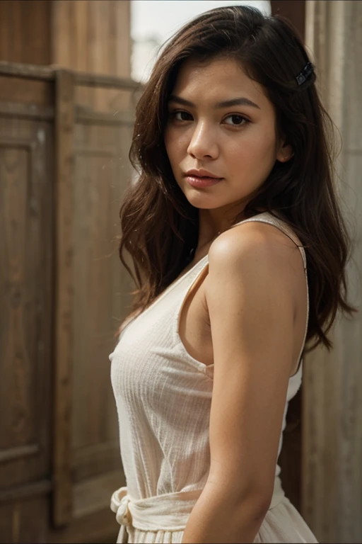 (Realistic), (RAW Photography), ((best quality)), ((masterpiece)), (detailed), perfect face epiCRealLife, (8k, highest quality, ultra detailed:1.37), analog style, model photography style, RAW, Photo of a beautiful girl, Mexican greek, brunette, long hair, fair white skin, sexy pose, full body, no tattoos, intricate details, flawless face, naughty, wearing a beautiful dress. ((photorealistic):1.2), raw.