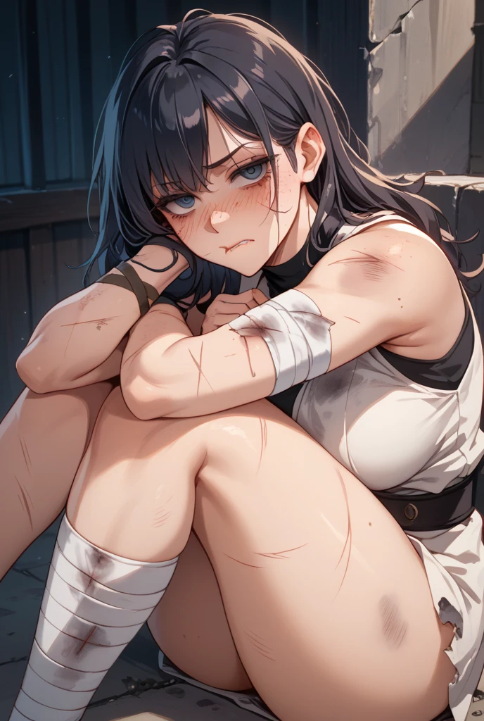 masterpiece, best quality, highres, 1girl, solo, kochou shinobu, butterfly hair ornament, purple eyes, multicolored hair, short hair, parted bangs, black pants, black jacket, long sleeves, belt, cowboy shot, forest, night, moon, pregnant, squat, wet, squat on the lake, crying, a large amount of cloudy liquid drips from the genitals, ((Tears flow, cry with pain)),(Bruises, dirty,BDSM), Squirting, female masturbation, look at the front of camera, cum in face, defecate, shame, be humiliated, whore, slave, sex slave