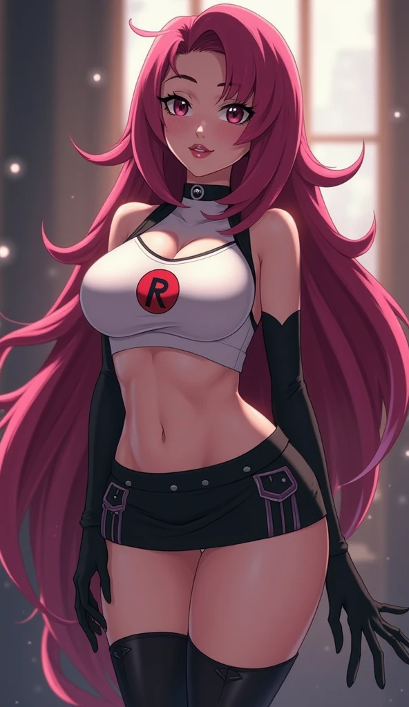 beautiful japanese girl, zero two, darling in the franxx, chainsaw man, pink hair, aqua eyes, wearing black tank top with 02 written on it, black panties, long black hair, arms behind back, giving yakuza vibes, realistic, intricate details, hard colors, big breasts, cleavage,