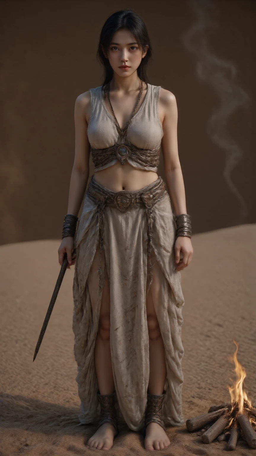 (full body shot)a East European woman, luminous design, masterpiece, best quality, extremely detailed 8k, ultra hd, ultra-detailed, highly detailed, highly realistic, (ultra-realistic), hyperrealistic, Real life style, (((top quality, masterpiece: 1.3)),  athletic body showing  body and perfect  to viewer, , big , blonde hair, big smile, wearing ottaman gold jewellery, Kurulus warrior outfit, battle ready, ottoman dagger in hand, highest details, highest quality, 8k resolution, precise details, ultra realistic quality(cinematic:1.5)(Top Quality, 8k, 32k, Masterpiece, UHD: 1.3)