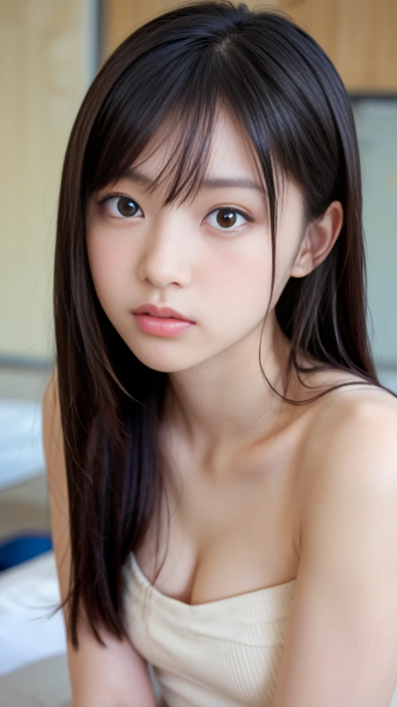 highest quality, Face Focus, Soft Light, Ultra-high resolution, (Realistic:1.4), RAW Photos,
1 Japanese girl, alone, cute, (pupil, Light in your eyes), Beautiful face in every detail, (),(High resolution detail of human skin texture),
(Long Hair)、Rake up your hair with both hands、Raise your hands、Put your hands behind your head、
indoor,
topless,From below、
(Portraiture)