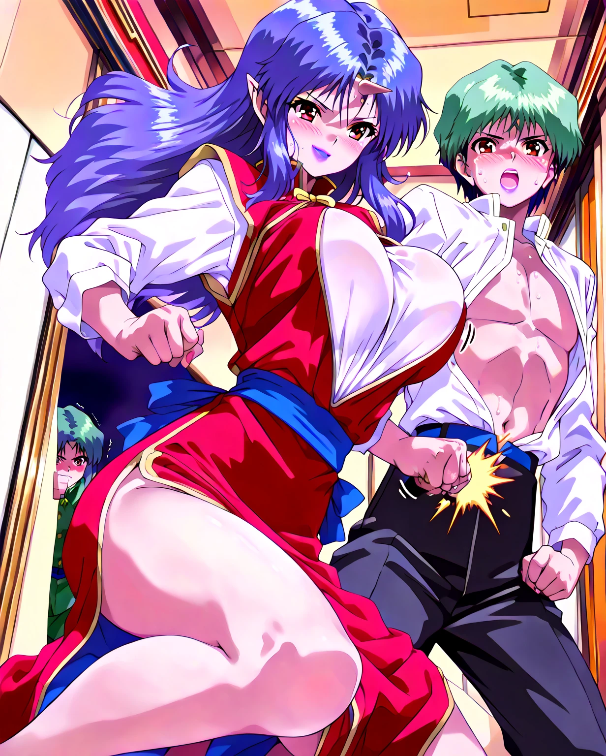 a cartoon picture of a woman in a bikini is giving a man a big dick, sfw version, (sfw) safe for work, tatsumaki, 2d art, 2 d art, commission for, commission for high res, nsfw, bara, urusei yatsura, , konosuba anime style, top rated on pixiv