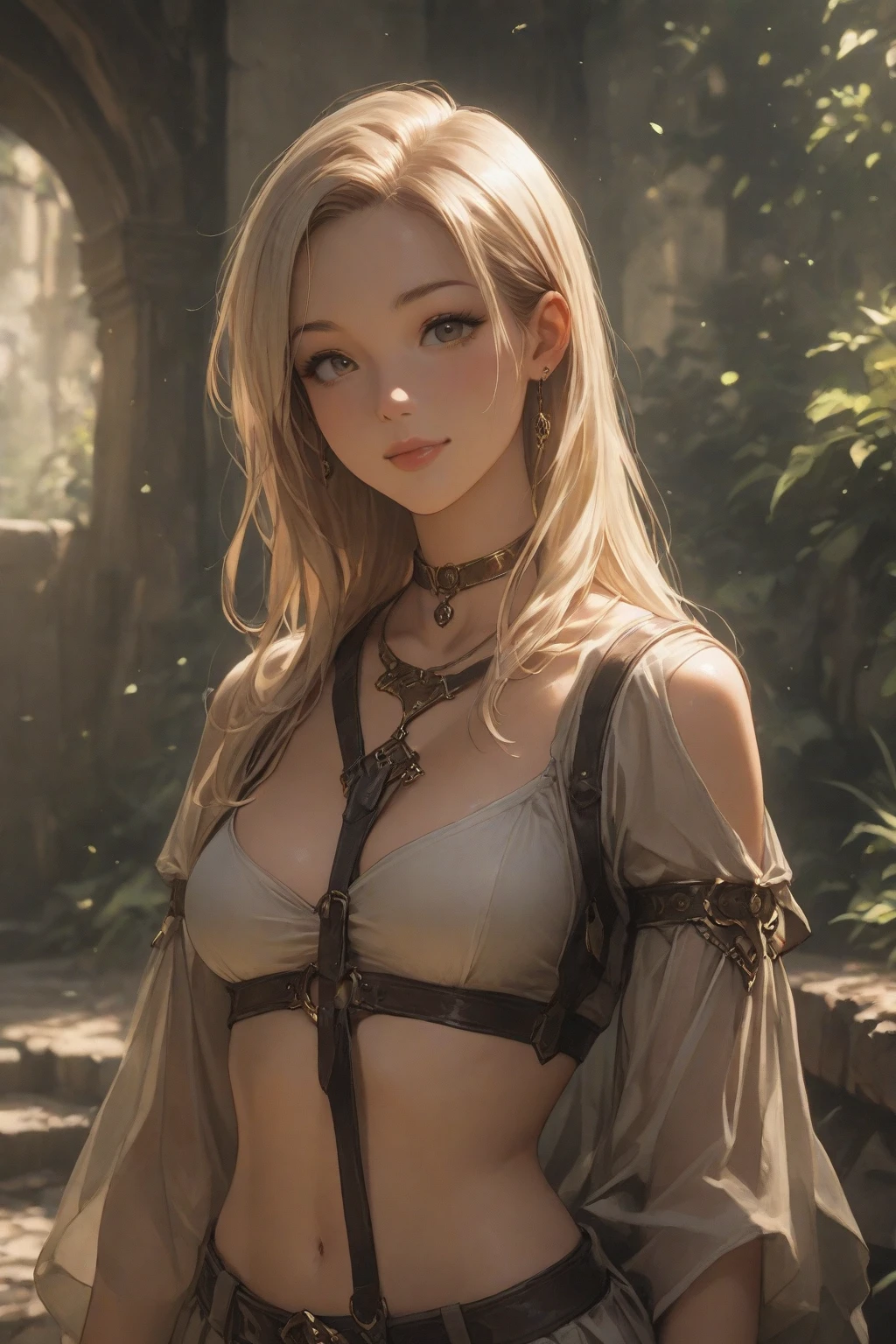 The god of autumn is drawing autumn leaves fireworks in the sky. Her dress is made of fallen leaves, and she has branch antlers on her head. 8k , HD, highly detailed, realistic, photography, photo realism, --ar 9:16 -- at 6.0 --s 750,19 years old, alone, Long Hair, View your viewers, Blonde, Brown eyes, gem, whole body, Realistic, Sexy、Big Breasts 、stockings、clip on earrings,during,bracelet、embarrassed,blush,teache