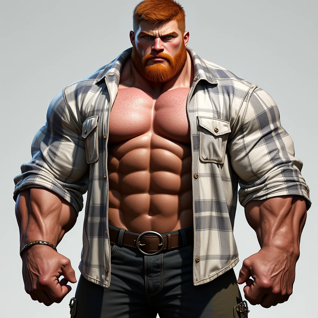 Redheaded, muscular, bare-bottomed, showing off his buttocks